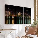Canvas print Thessaloniki with full moon,3 panels