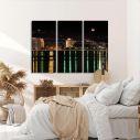 Canvas print Thessaloniki with full moon,3 panels
