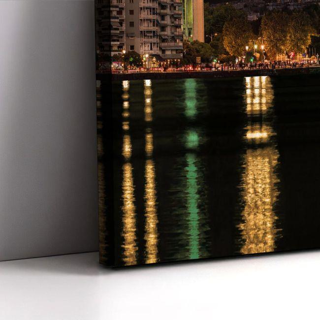 Canvas print Thessaloniki with full moon,3 panels