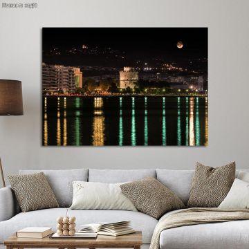 Canvas print Thessaloniki with full moon