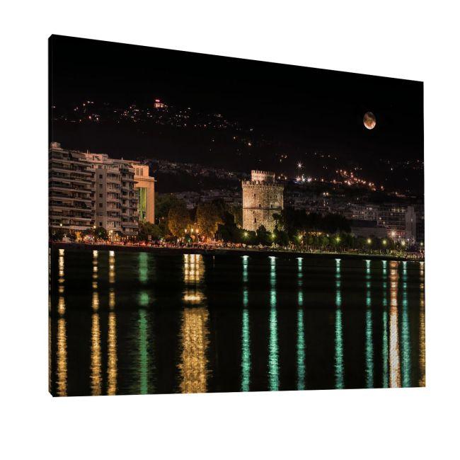 Canvas print Thessaloniki with full moon