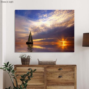 Canvas print Sails in the setting sun