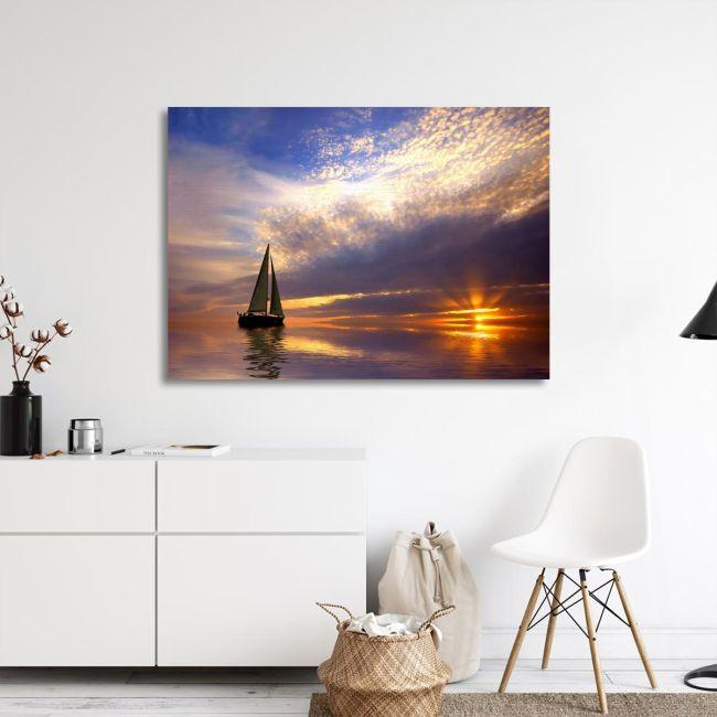 Canvas print Sails in the setting sun