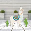 Wooden printed figure, cute lama alpaca