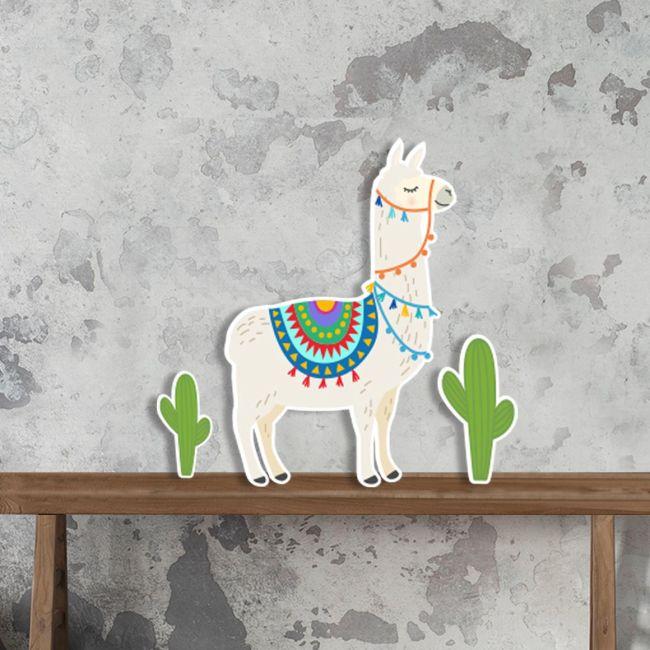 Wooden printed figure, cute lama alpaca