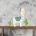 Wooden printed figure, cute lama alpaca