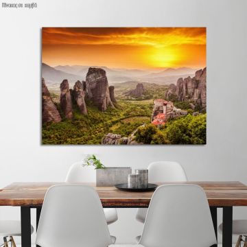 Πίνακας σε καμβά Μετέωρα, Meteora at sunset, καμβάς 1