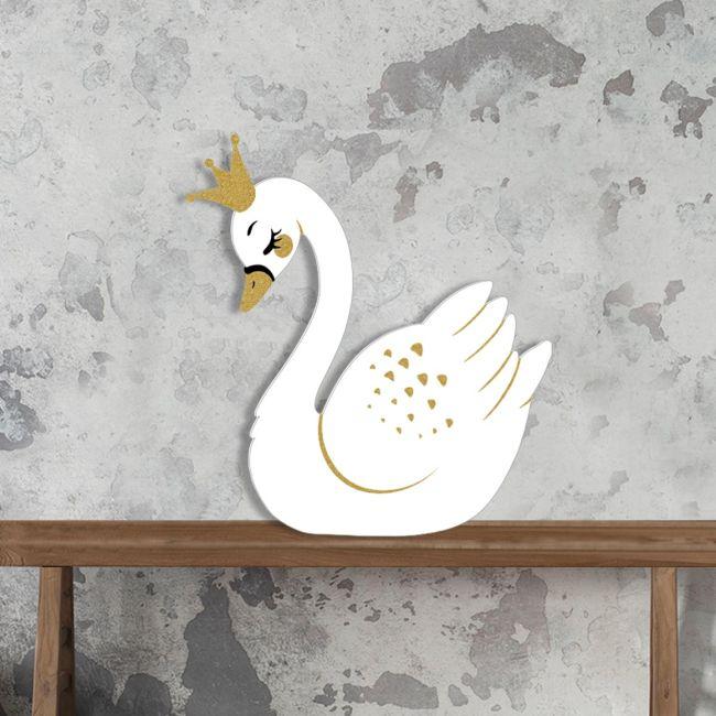 Wooden figure printed Swan golden details