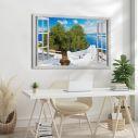Canvas print Window Santorini view