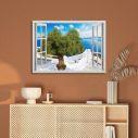 Canvas print Window Santorini view