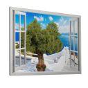 Canvas print Window Santorini view