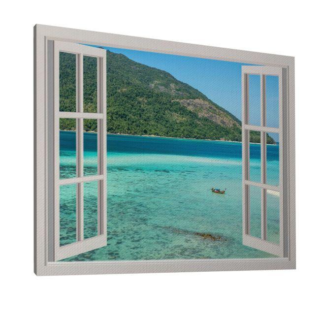 Πίνακας σε καμβά Παράθυρο, Summer vacation window, καμβάς 6