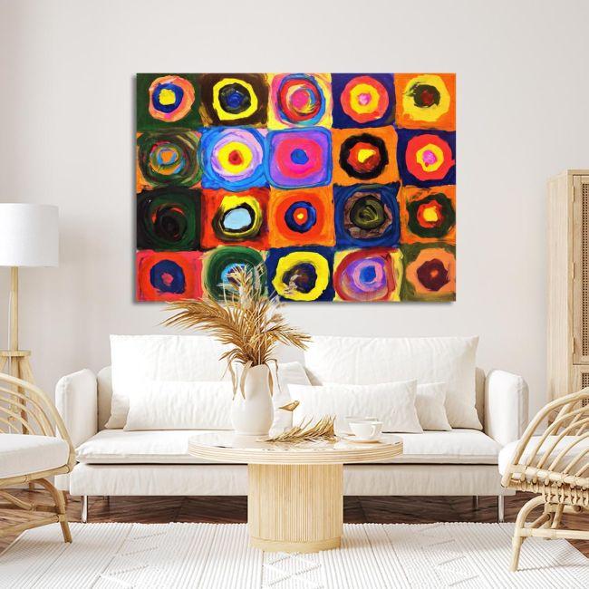 Canvas print Squares with concentric circles reart (original by W. Kandinsky)