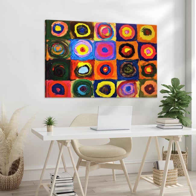 Πίνακας ζωγραφικής Squares with concentric circles reart (original by W. Kandinsky), καμβάς 4