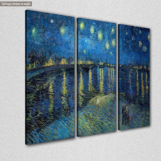 Canvas print Starry night over the Rhone, Vincent van Gogh,3 panels panoramic