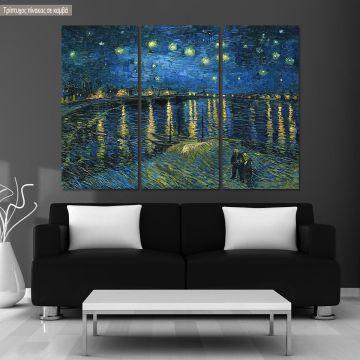 Πίνακας σε καμβά Starry night over the Rhone, Vincent van Gogh, τρίπτυχος