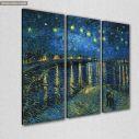 Πίνακας σε καμβά Starry night over the Rhone, Vincent van Gogh, τρίπτυχος