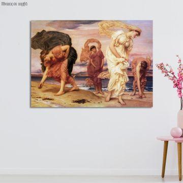 Canvas print Greek girls picking up pebbles, Leighton Frederic