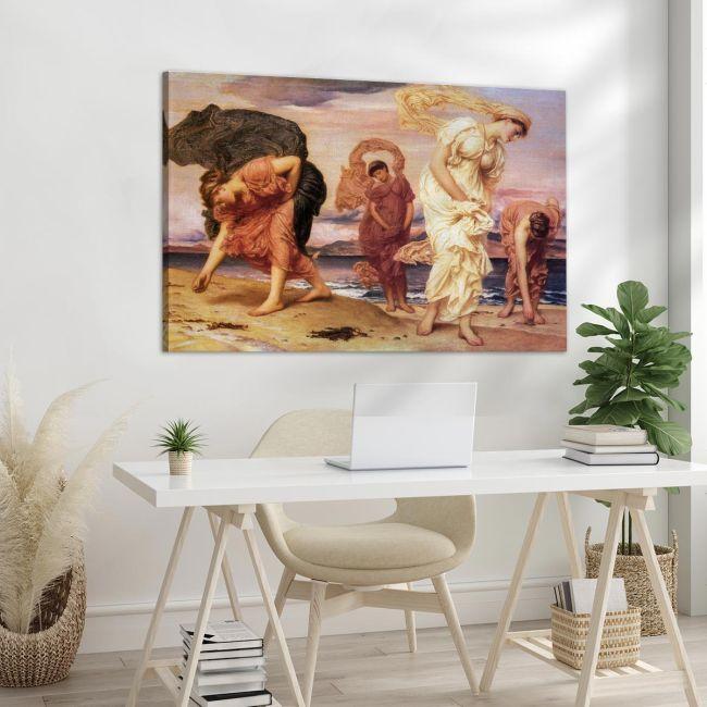 Canvas print Greek girls picking up pebbles, Leighton Frederic