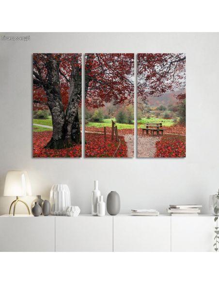 Canvas print Red leaves,3 panels
