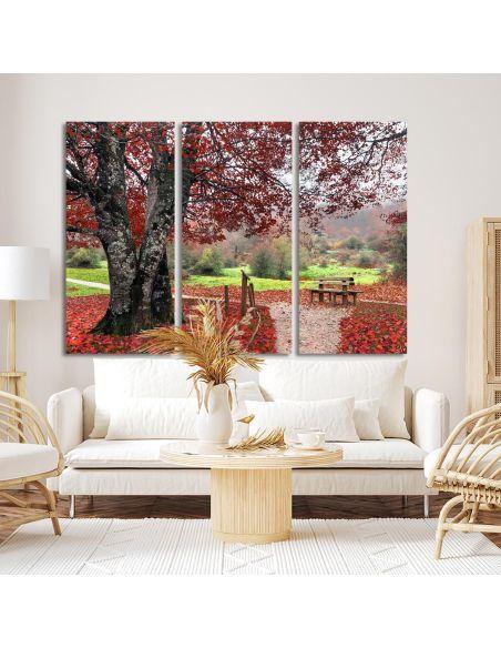 Canvas print Red leaves,3 panels