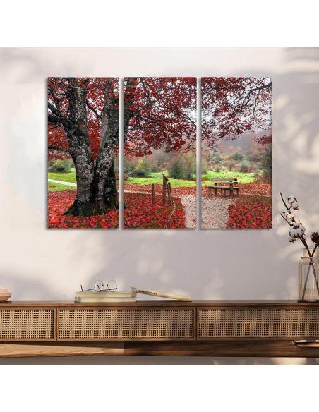 Canvas print Red leaves,3 panels