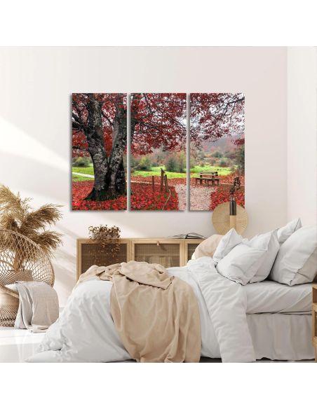 Πίνακας σε καμβά Red leaves, τρίπτυχος, καμβάς 6