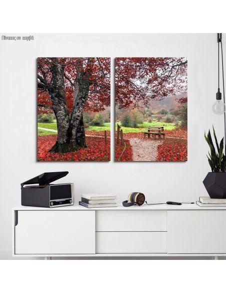 Canvas print Red leaves, two panels