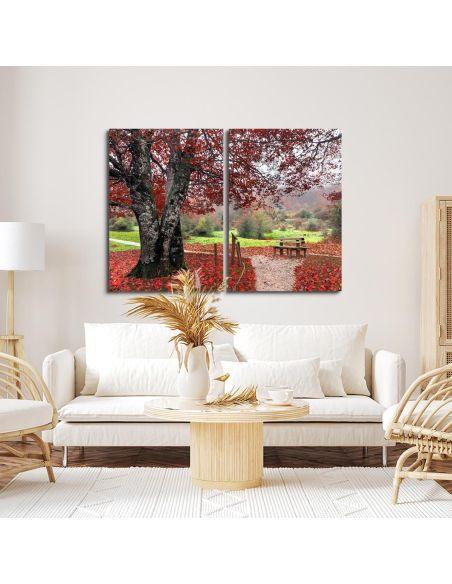 Πίνακας σε καμβά Red leaves, δίπτυχος, καμβάς 4