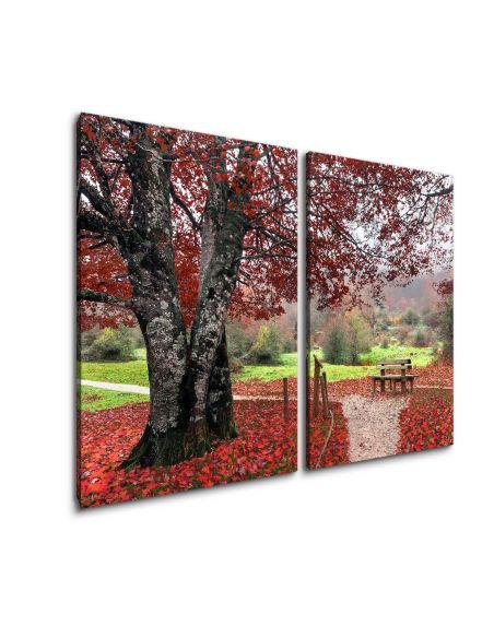 Canvas print Red leaves, two panels