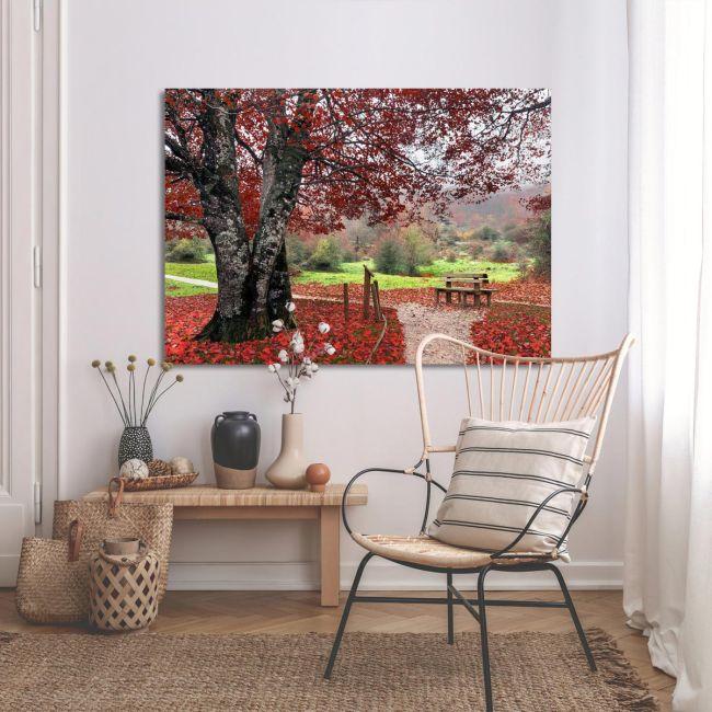 Πίνακας σε καμβά Red leaves, καμβάς 3