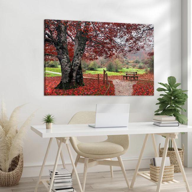 Πίνακας σε καμβά Red leaves, καμβάς 4