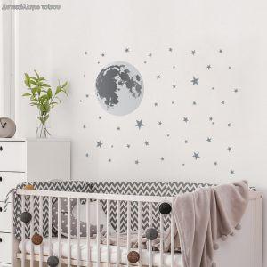 Kids sticker, Moon and stars 2