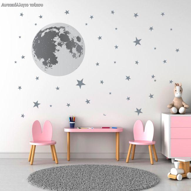 Kids sticker, Moon and stars