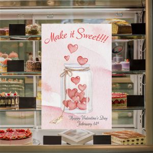 Shop window sales sticker, Make it sweet