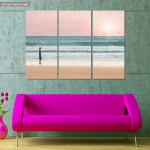 Canvas print Child and the sea,3 panels