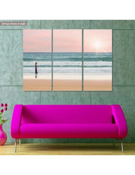Canvas print Child and the sea,3 panels