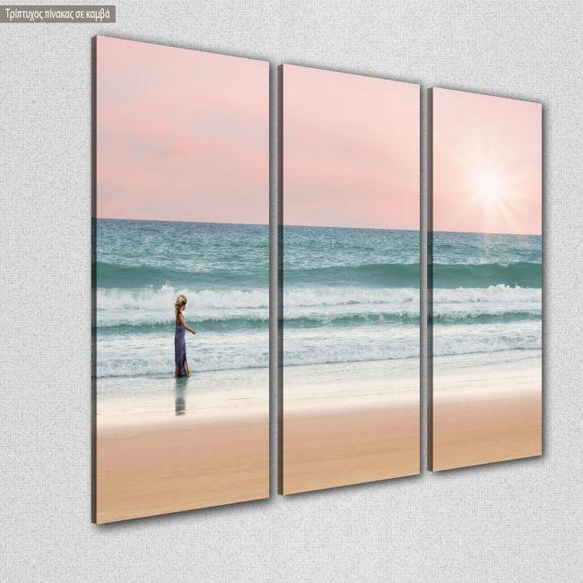 Canvas print Child and the sea,3 panels