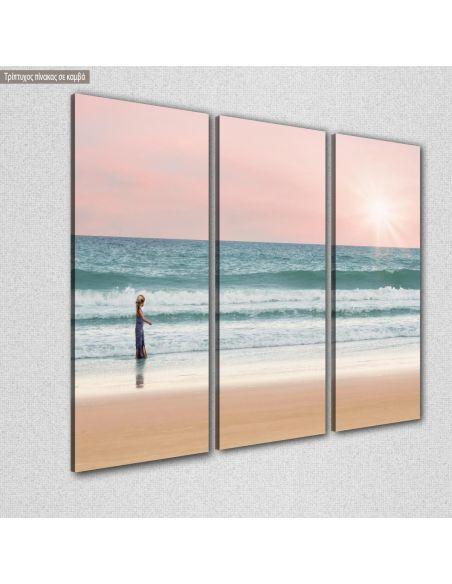 Canvas print Child and the sea,3 panels