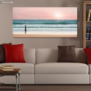 Canvas print Child and the sea, panoramic
