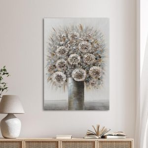 Canvas print, Vase with flowers, brown details
