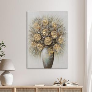 Canvas print, Gold roses in a Vase I