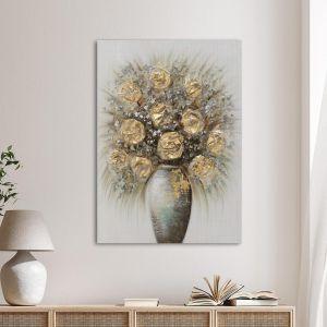 Πίνακας σε καμβά Gold roses in a Vase I