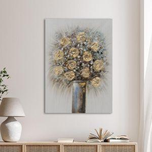 Canvas print, Gold roses in a Vase