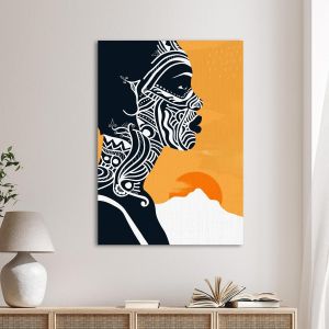 Πίνακας σε καμβά, African woman at sunset