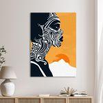Canvas print, African woman at sunset