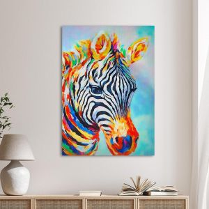 Πίνακας σε καμβά, Zebra in watercolor