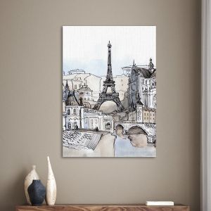 Πίνακας σε καμβά Παρίσι Eiffel tower in watercolor Καμβάς τελαρωμένος 1