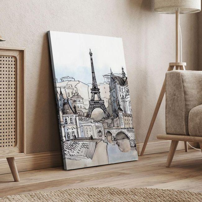 Canvas print Paris, Eiffel tower in watercolor