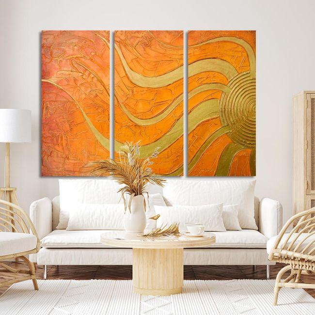 Πίνακας σε καμβά Golden sun τρίπτυχος Καμβάς τελαρωμένος 4